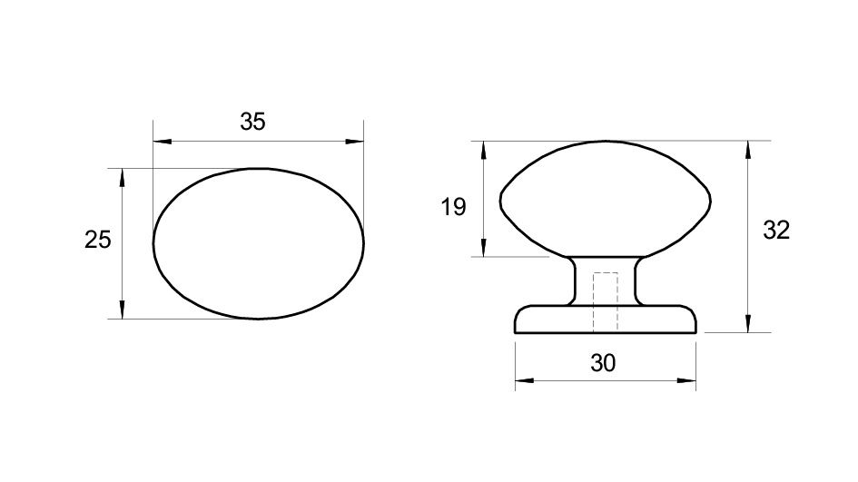Thumbnail: Kethy - Hampton Witton Oval Cupboard Knob D35mm