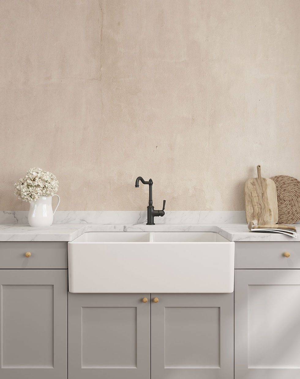 Thumbnail: Turner Hastings - Matte White Novi 85 x 46 Fine Fireclay Double Butler Sink
