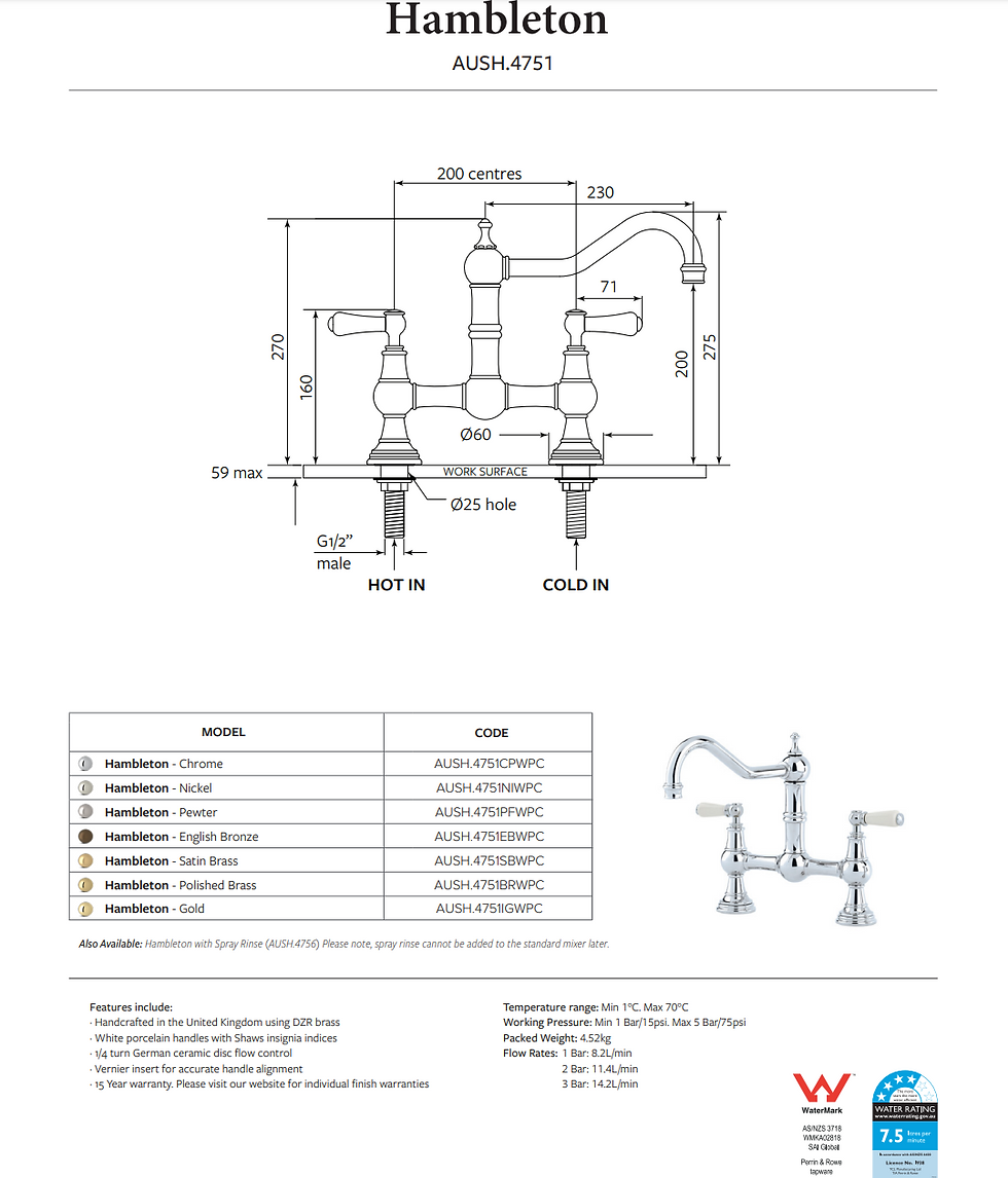 Thumbnail: Shaws by Perrin & Rowe - Hambleton Kitchen Bridge Mixer