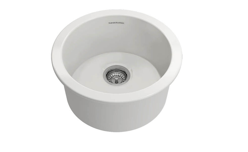 Turner Hastings - Gloss White Cuisine Round 47 Fine Fireclay Inset Sink