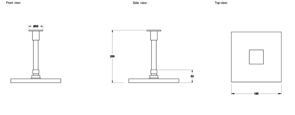 Thumbnail: Brodware - SQ75 - 195mm Shower Rose & 150mm Ceiling Drop 1.7511.31.0.01