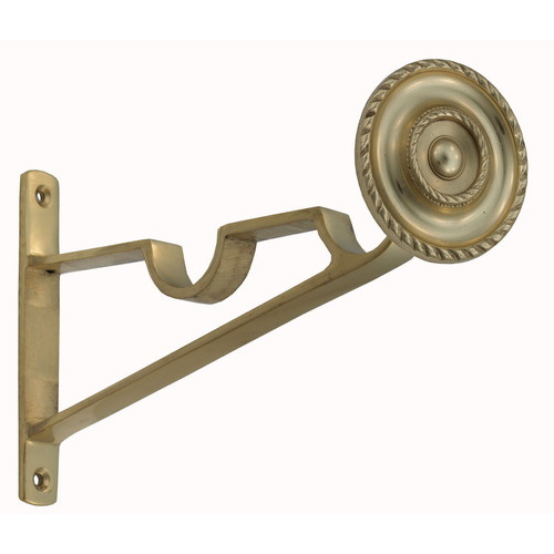 Domino Brass Double Curtain Rod End Bracket Suit 19mm