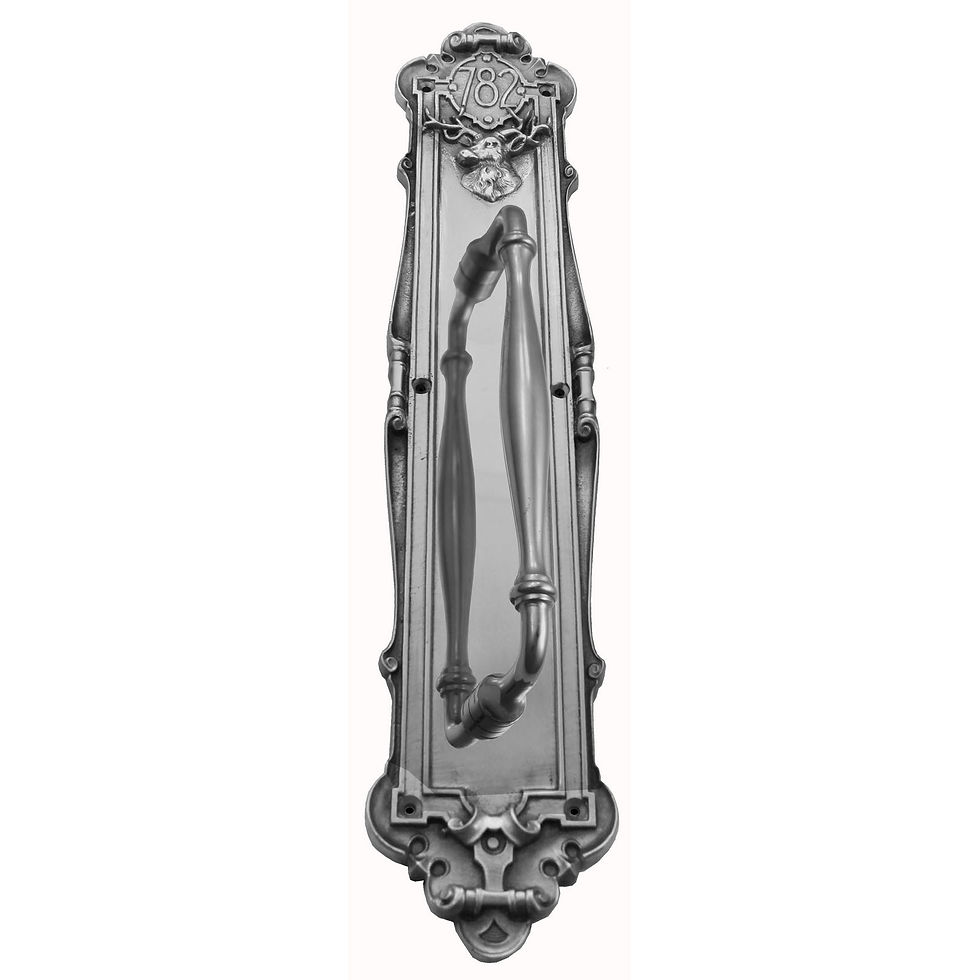Thumbnail: Domino Brass - H835+6170 Ornate Entrance Pull Handle - 440x87mm