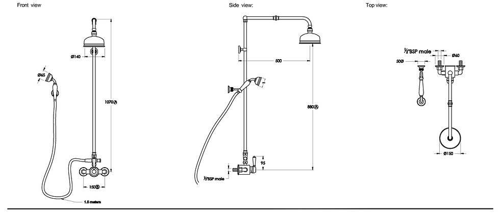 Thumbnail: Brodware - Winslow - Exposed Shower Mixer & Handshower 150mm 1.8114.02.3.01+