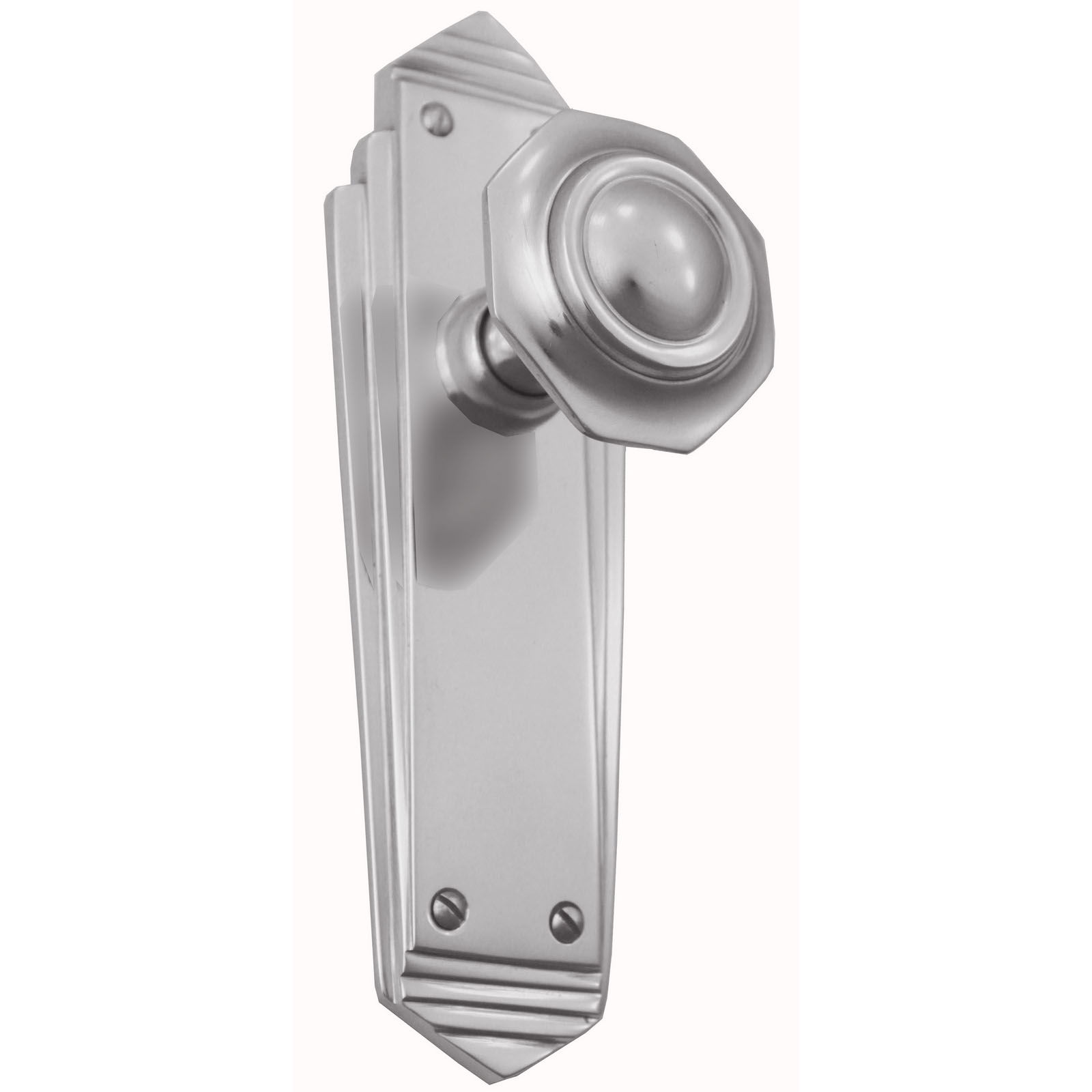 Domino Brass - K39+P460 Art Deco Door Knob - All Variants & Sizes