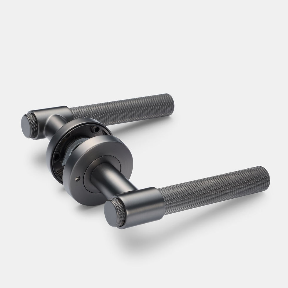 Thumbnail: Manovella - Rosedale Knurled Door Lever on Round Rose - All Variants