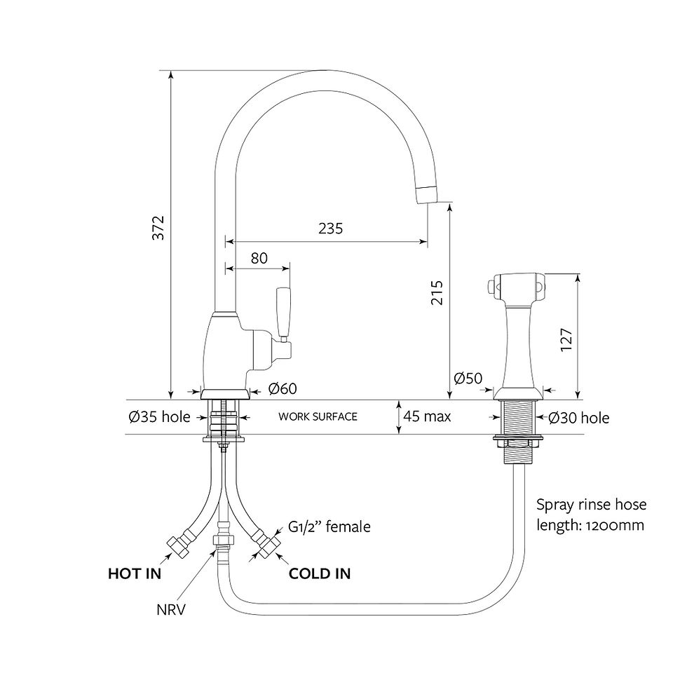 Thumbnail: Shaws by Perrin & Rowe - Roeburn Single Kitchen Mixer with Spray Rinse