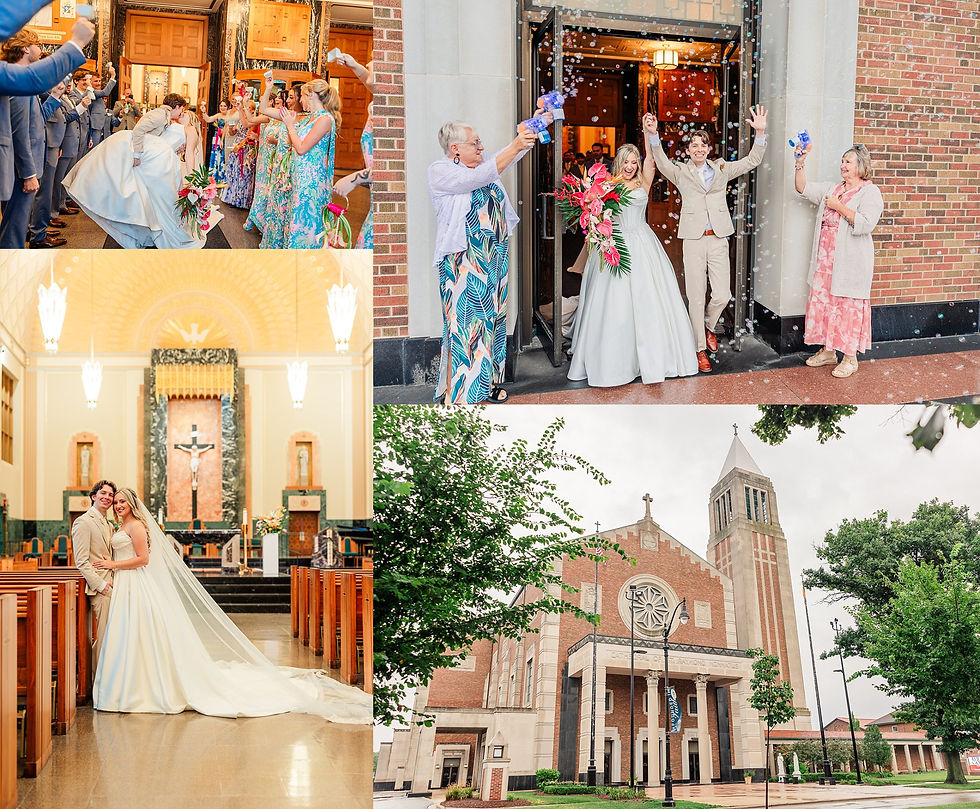 Joliet wedding photographer, tropical themed wedding, Haley Mansion wedding, tropical wedding decor, Cathedral of St Raymond Nonnatus wedding, Illinois wedding photographer, tropical wedding theme ideas, dog in wedding, wedding with pet, blue and pink wedding colors, coconut wedding centerpiece, monstera leaf wedding cake, Joliet IL wedding venue, Chicagoland wedding photographer, rainy wedding photos