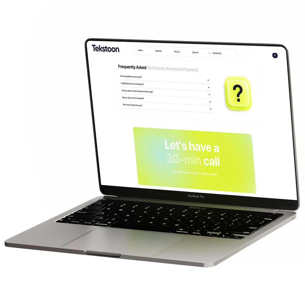 MacBook laptop mockup showcasing Tekstoon’s responsive website design and UI/UX services