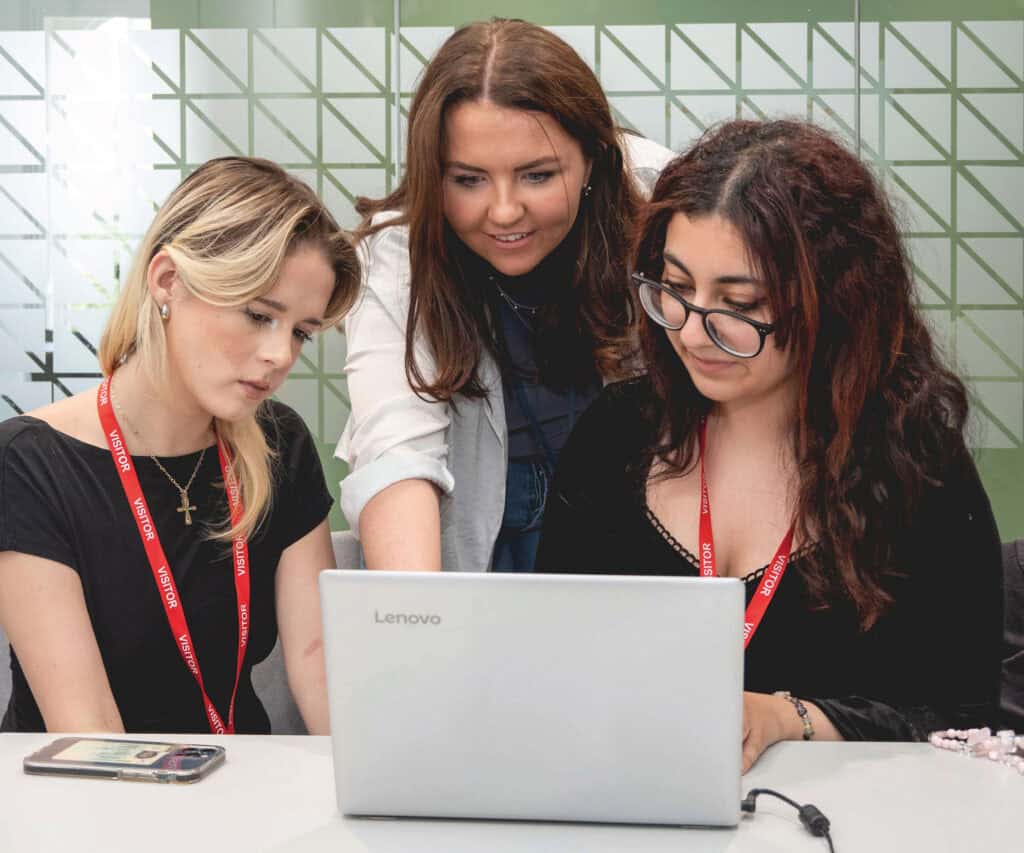 Young people at a Work Experience Placement with software organisation Kainos