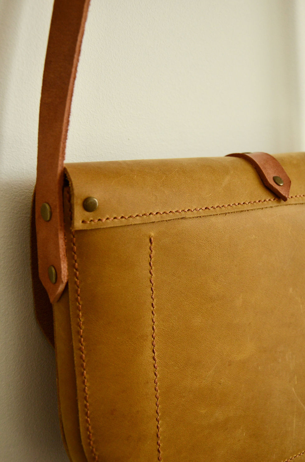 Thumbnail: Yellow leather crossbody purse