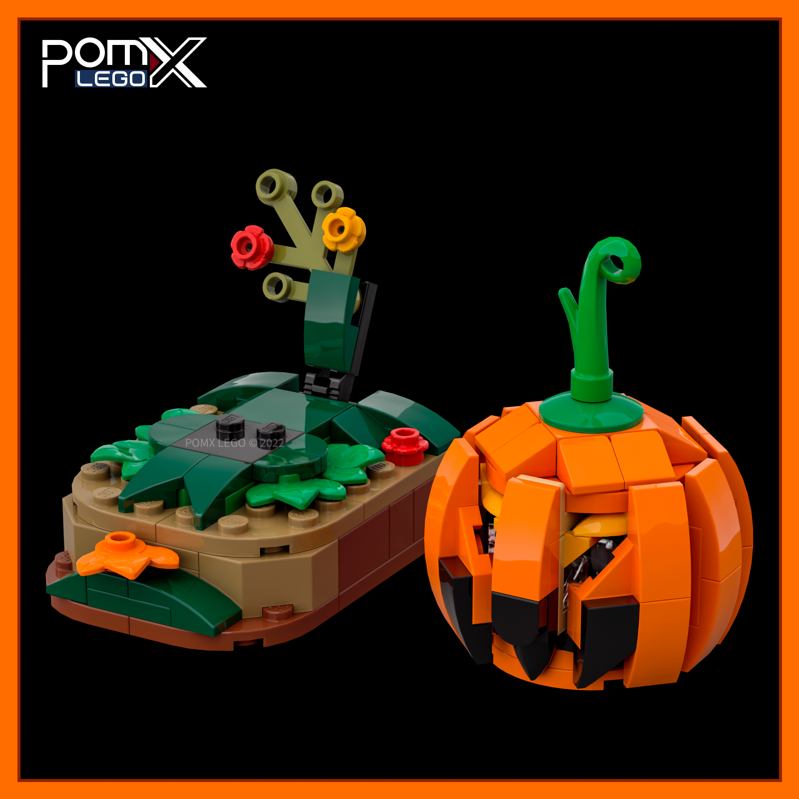 LEGO MOC Lighted Halloween Pumpkin Type B (2022) by pomx