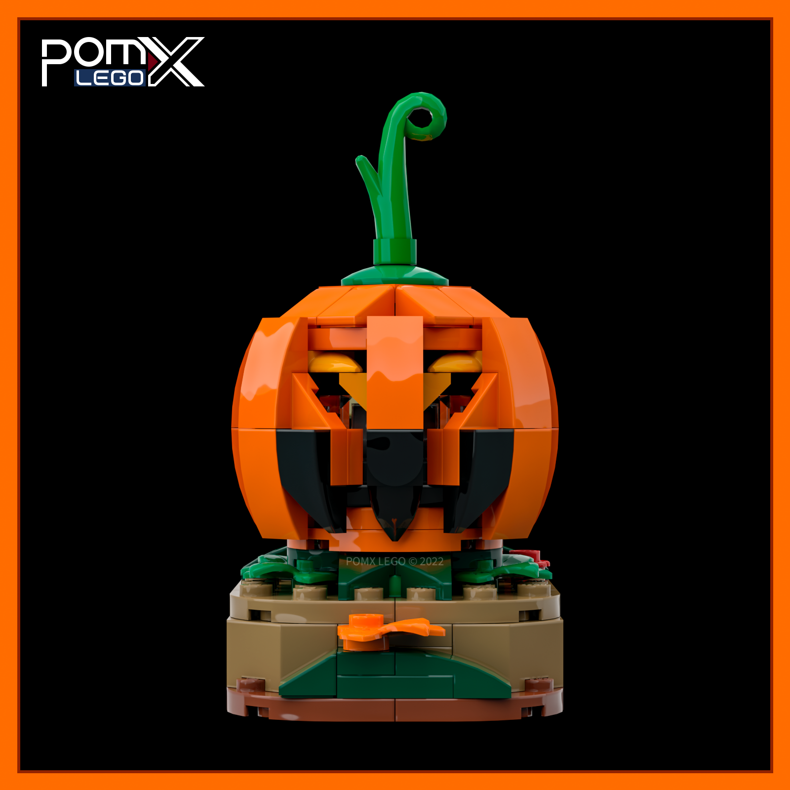 LEGO MOC Lighted Halloween Pumpkin Type B (2022) by pomx