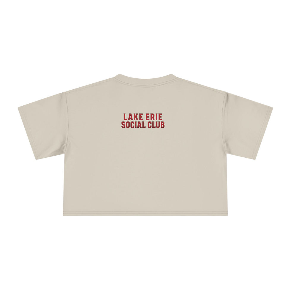 Thumbnail: Crop Tee — "Our Land. Our Team." Lake Erie Social Club Womens Crop Top
