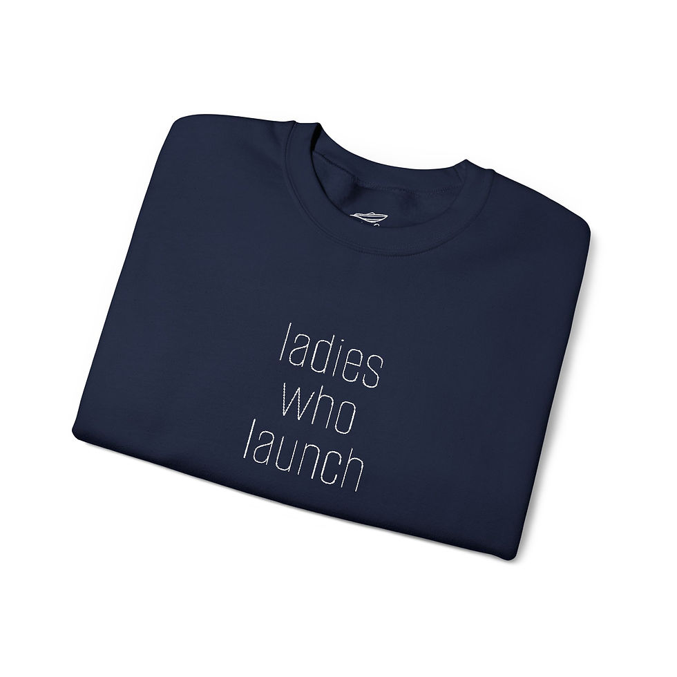 Thumbnail: Ladies Who Launch Embroidered Crewneck Sweatshirt – Nautical Anchor Sleeve
