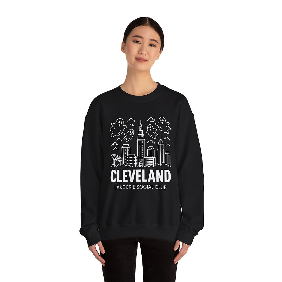 Thumbnail: Cleveland Skyline Ghost Crewneck Sweatshirt – Unisex Pullover - Multiple Colors
