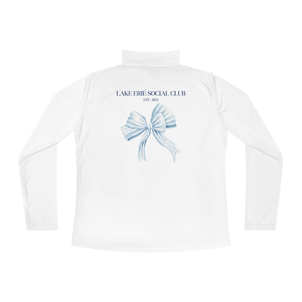 Thumbnail: Women’s Quarter-Zip Pullover – Nautical Bow Back & Front Lake Erie Coordinates