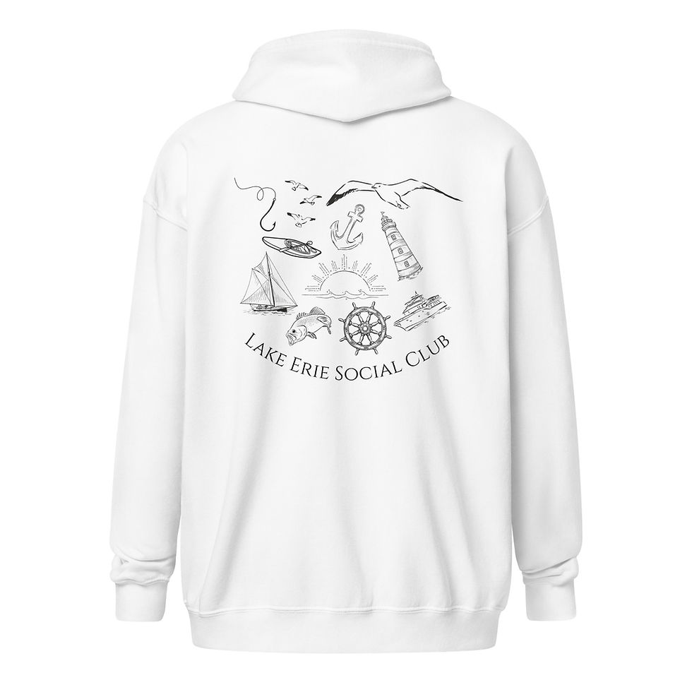 Thumbnail: Lake Erie Nautical Zip Hoodie | Unisex Full-Zip Sweatshirt- Multiple Colors