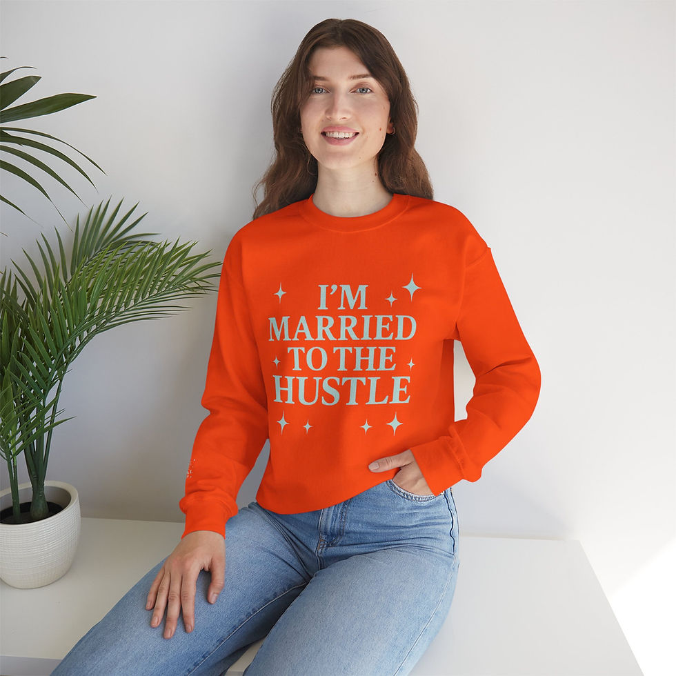 Thumbnail: I'm Married to the Hustle Crewneck (Mint on Orange)