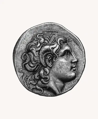 Alexander the Great stippling ink drawing – ancient ruler portrait in dotwork