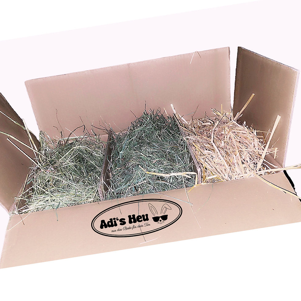 3 Sorten in einem Karton, 1. Schnitt Heu, 2. Schnitt Heu und ein Teil Stroh
