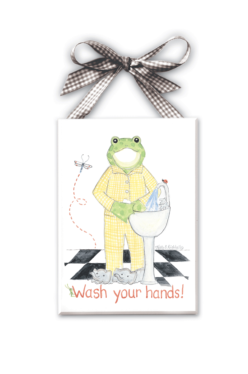 Thumbnail: Wash Your Hands Wall Froggy in yellow pajamas