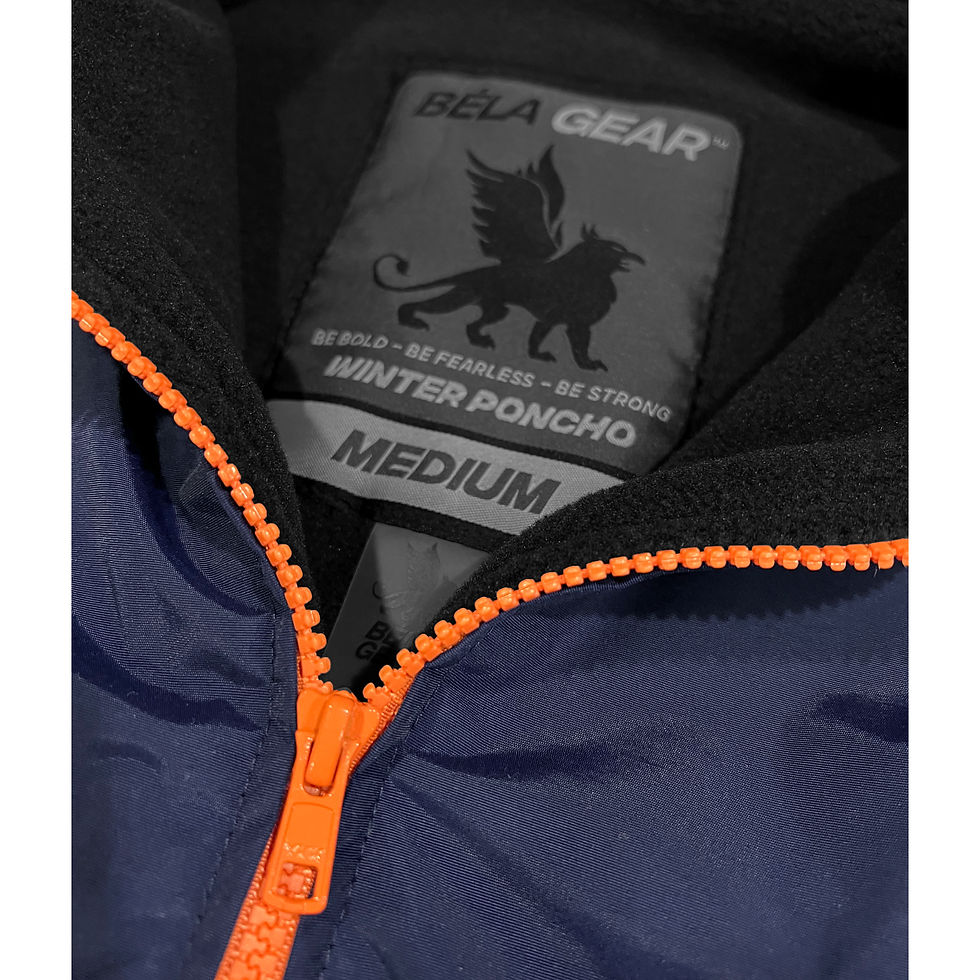 Thumbnail: Winter Poncho - Navy Blue and Orange