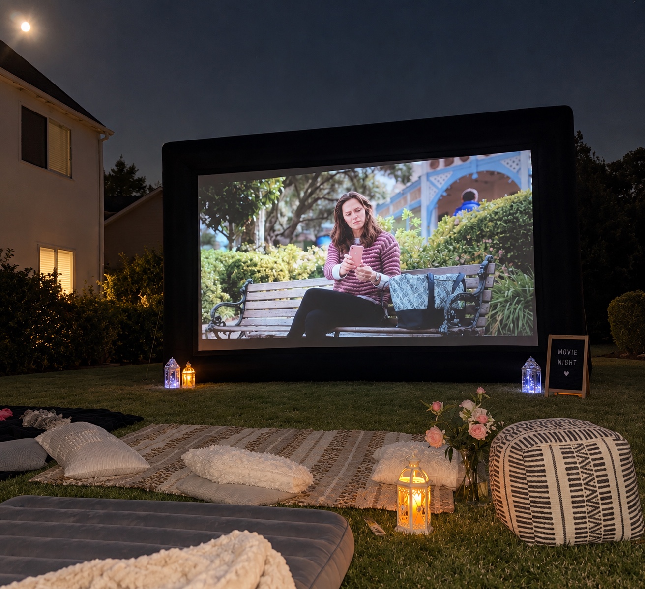 Wild Sage outdoor movie night setup