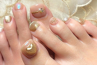マグネット+アートのフットネイル