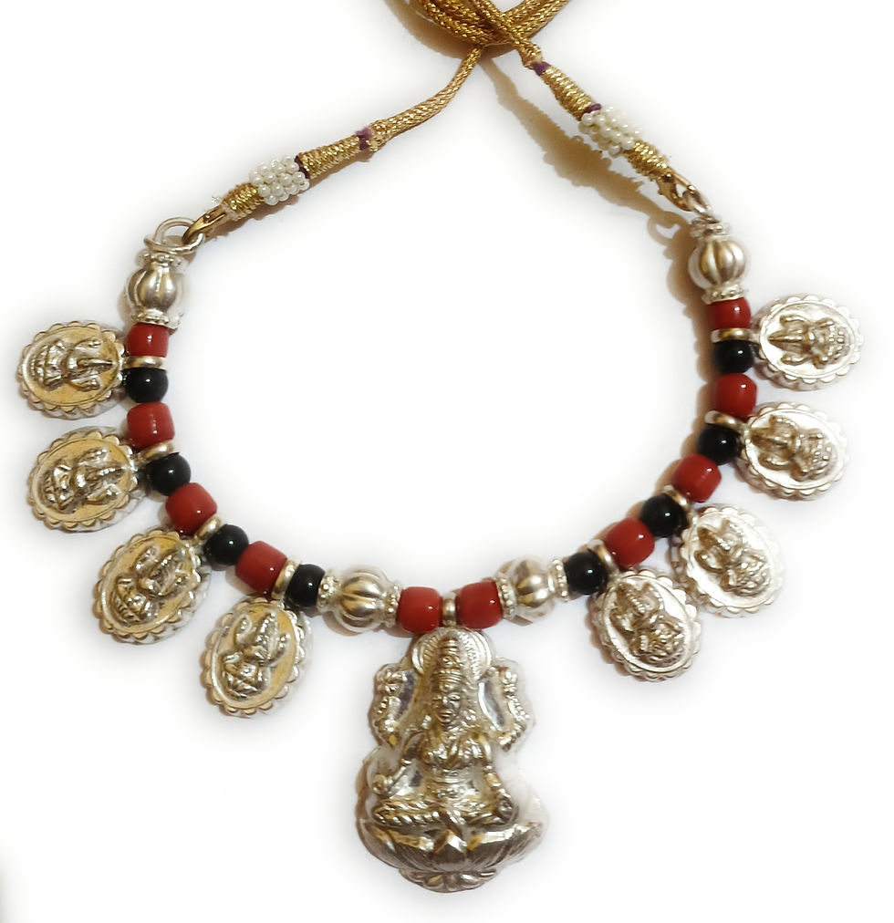 Thumbnail: Dakshin Cult's 925 Silver Ashta Lakshmi Necklace/ Addigai For Women & Idols