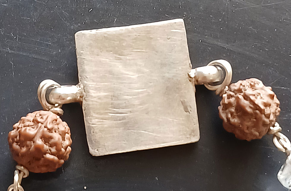 Thumbnail: Dakshin Cult’s Silver Hanuman Navaratna Kavach Bracelet, 9.5 IN, For Protection