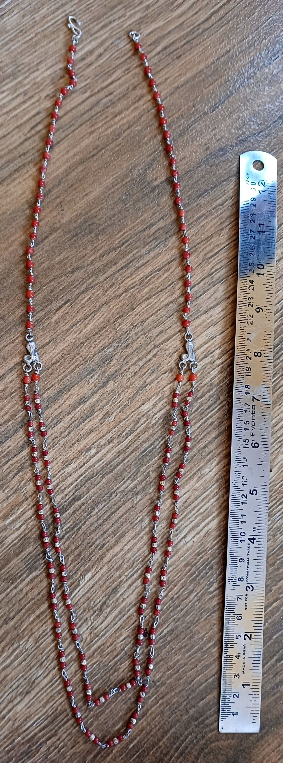 Thumbnail: Dakshin Cult's 925 Silver Havala/ Pavala Sara, Coral Beads Chain, 24+ Inch