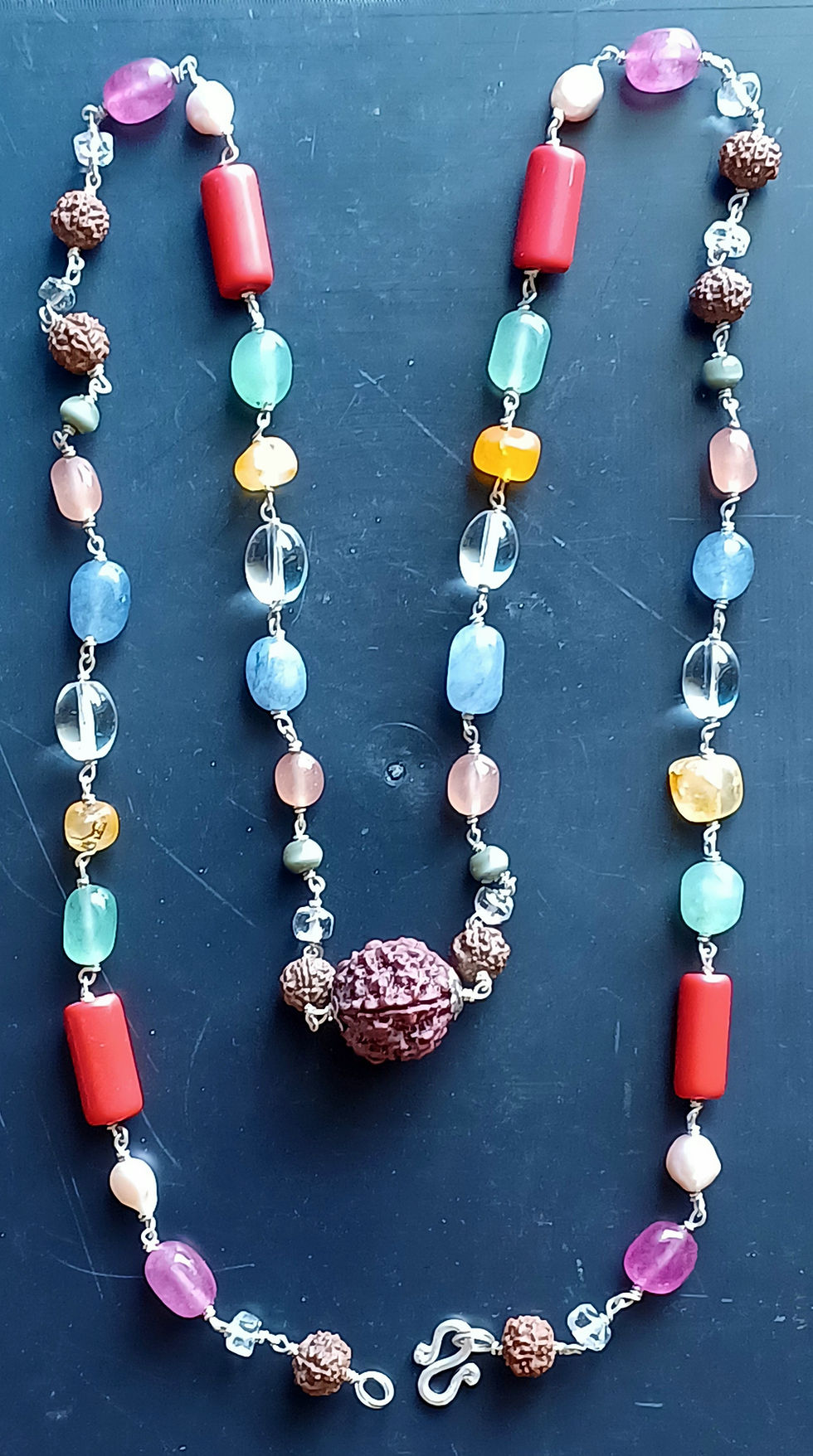 Thumbnail: Dakshin Cult’s Silver Navaratna Necklace for Protection & Prosperity, Unisex