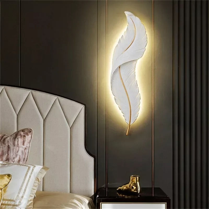 Applique murale LED moderne nordique en forme de plume, lumière blanche pour d�
