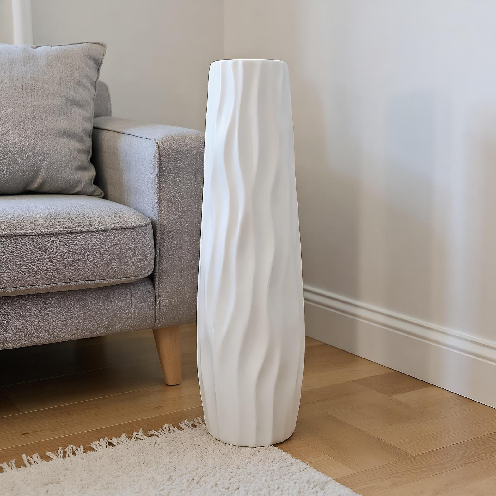 Grand vase de sol texturé, décoration sur pied, vase hydroponique pour la mais