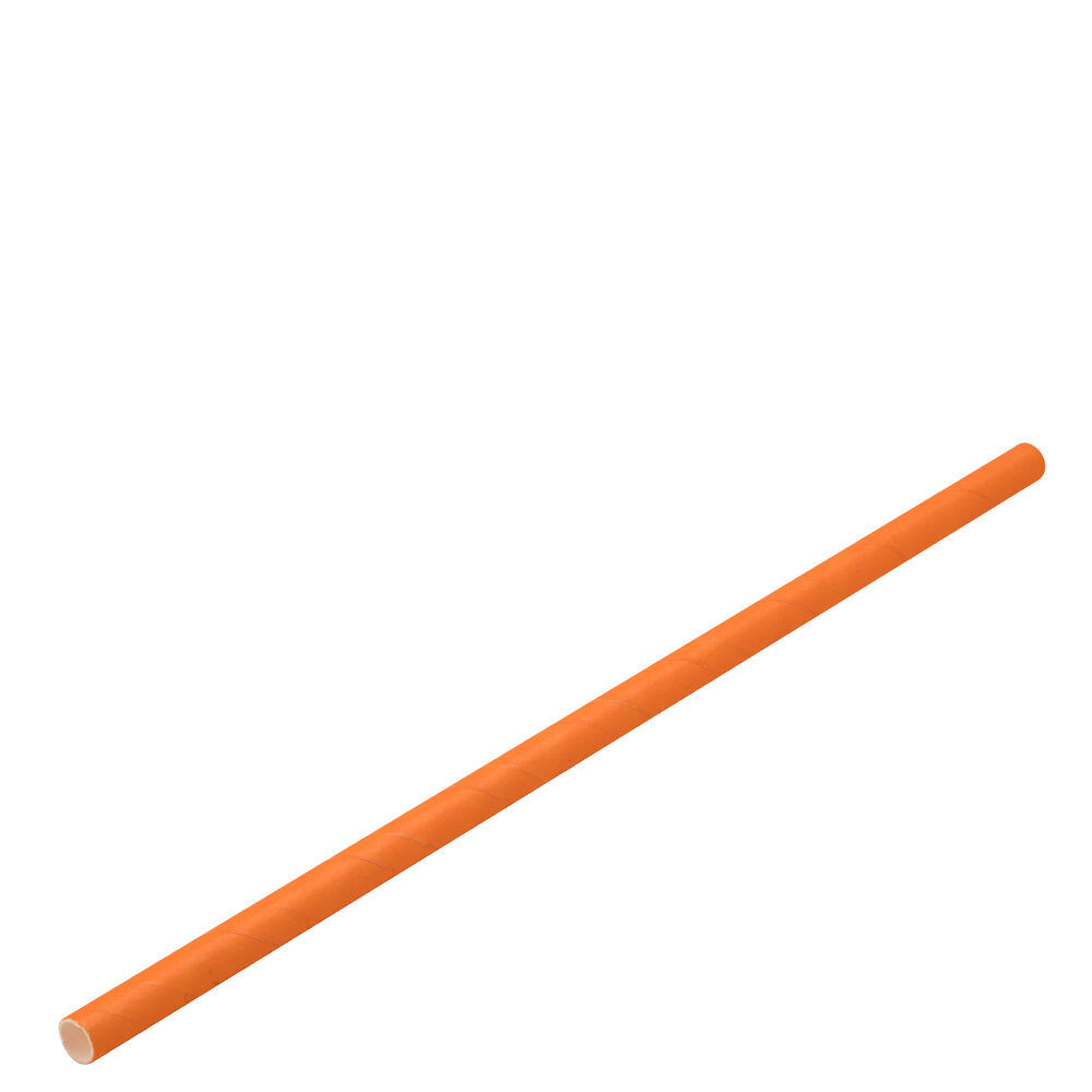 Paper Solid Orange Straw 8" (20cm) Box of 250 – Sold in packs of 24