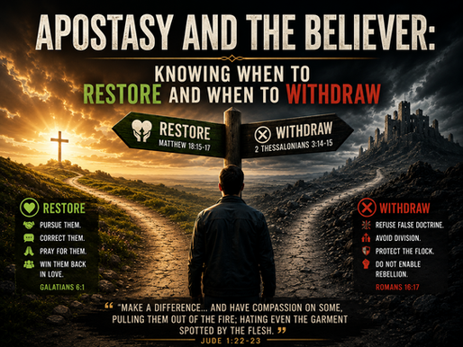 Apostasy and the Believer: Knowing When to Restore and When to Withdraw