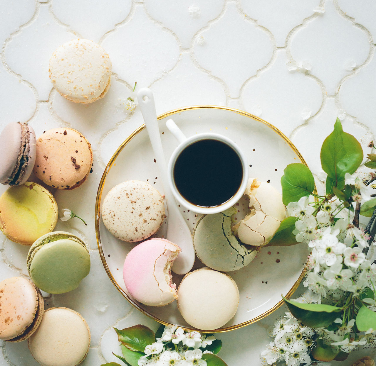 Macaroons ile Kahve
