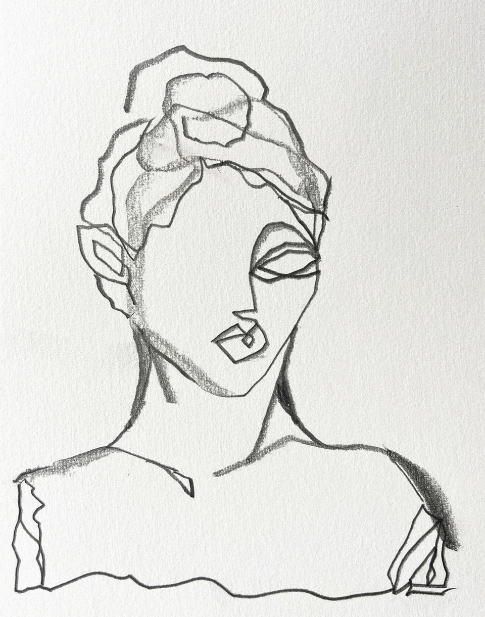 Drawing of a woman by artist Laura Hersée in Amsterdam