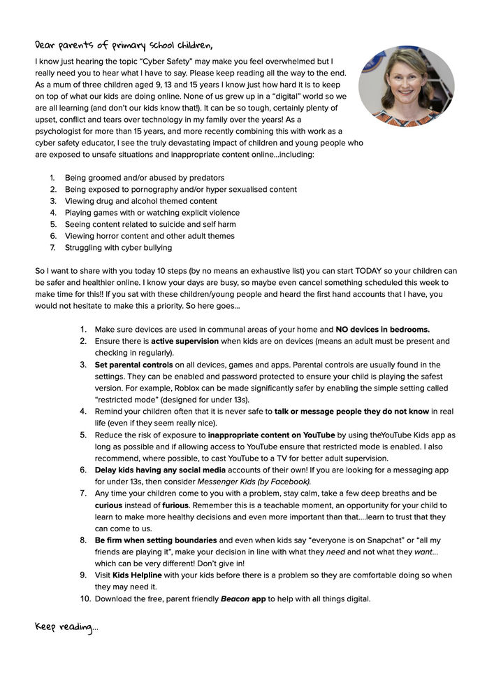 Open Letter to Parents