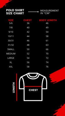 Thumbnail: Ryston Polo Shirt Print Size Chart