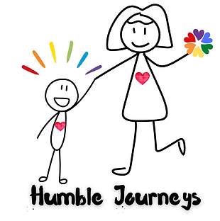 A stick figure drawing of a mother and a young child