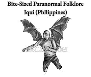 A flying humanoid with bat wings; its lower body ends at the knees.