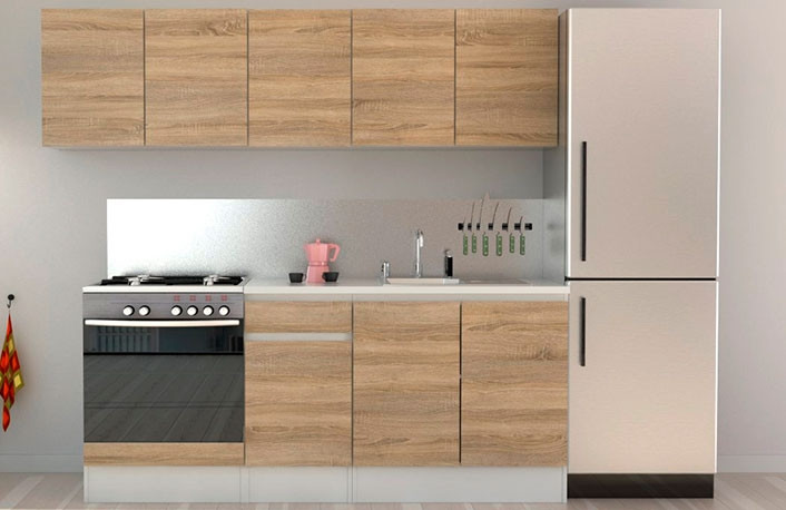 MOBILIARIO COCINA BLANCO/ROBLE