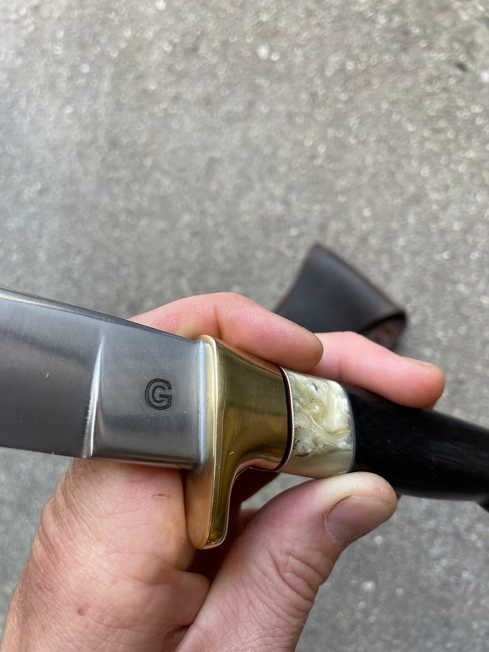 Thumbnail: Green Micarta & Musk Ox Drop Point