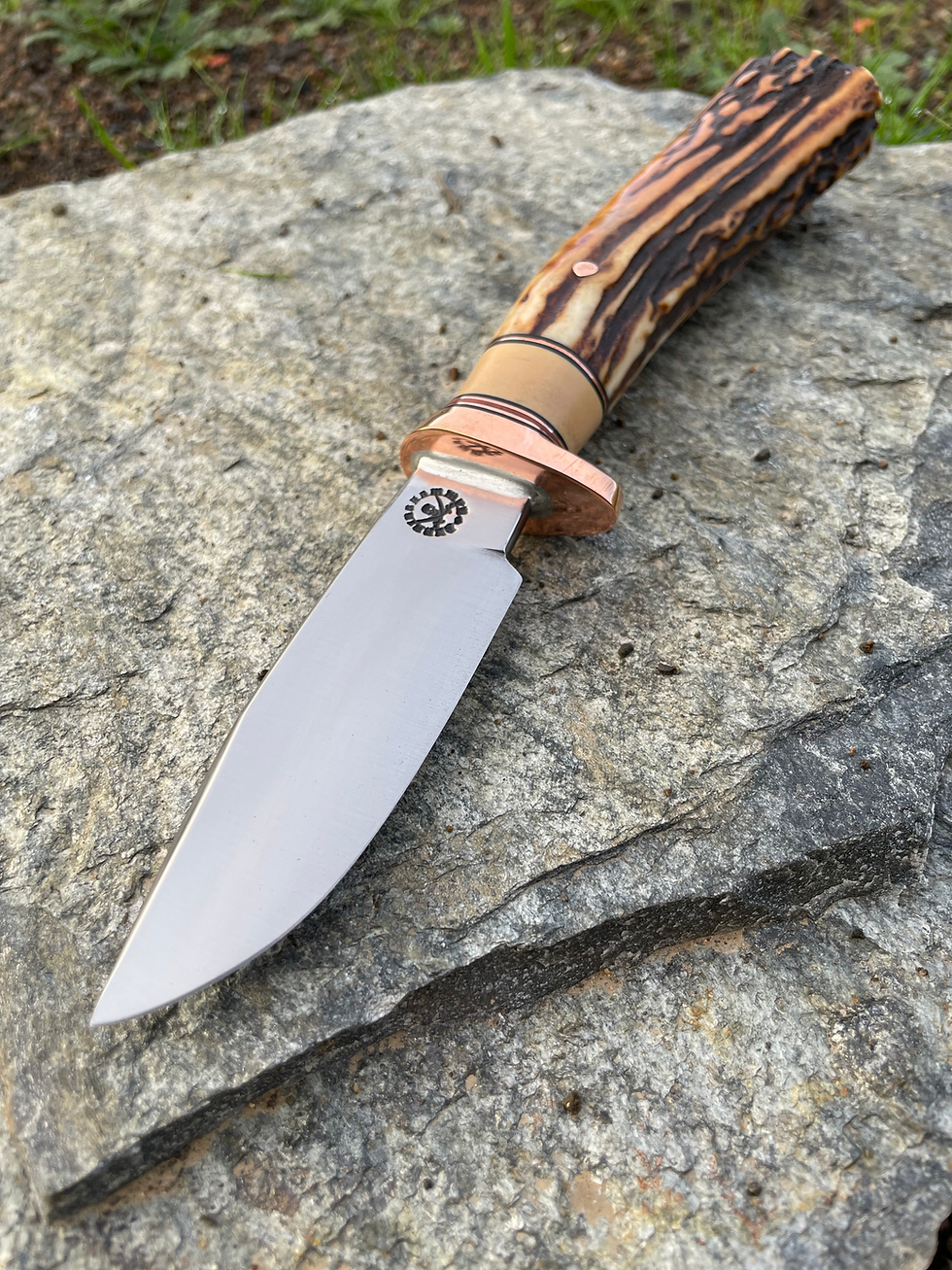 Thumbnail: Premium Sambar Stag & Ivory Micarta Clip Point
