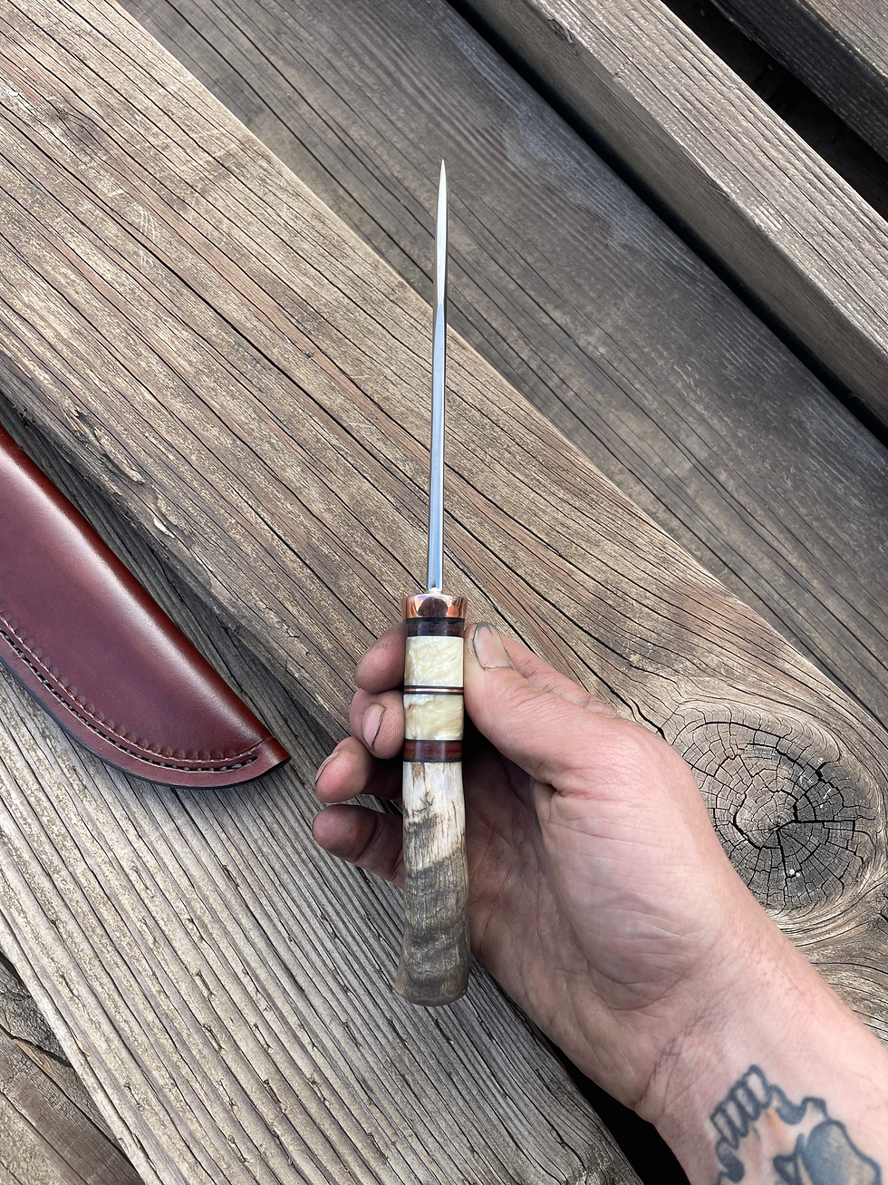 Thumbnail: Premium Sheep Horn and Musk Ox Boss Recurve Clip Point