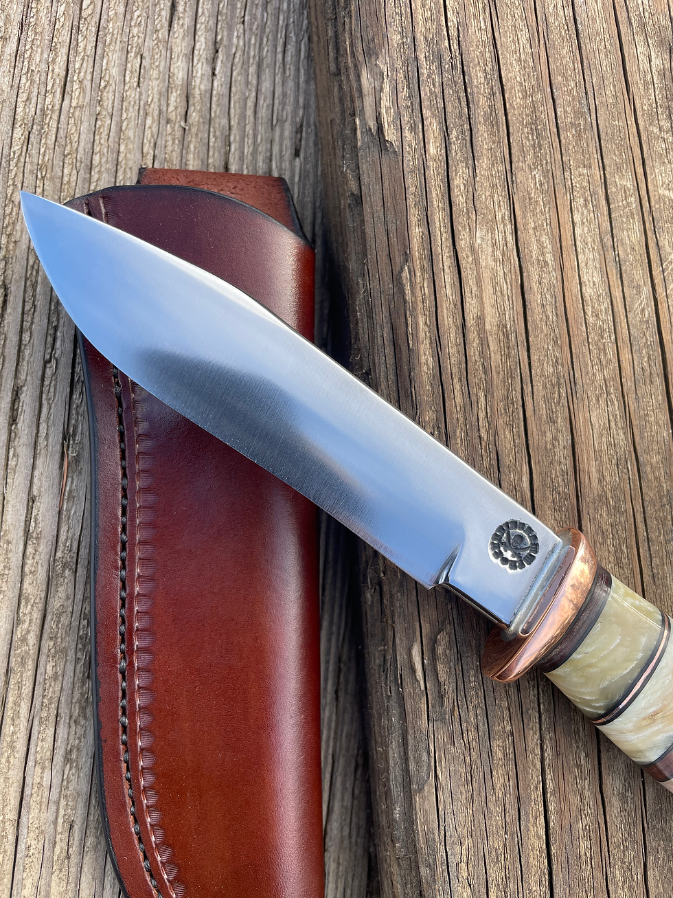 Thumbnail: Premium Sheep Horn and Musk Ox Boss Recurve Clip Point