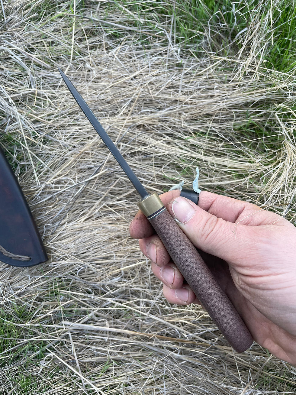 Thumbnail: Fingergrip Micarta Blued Drop Point
