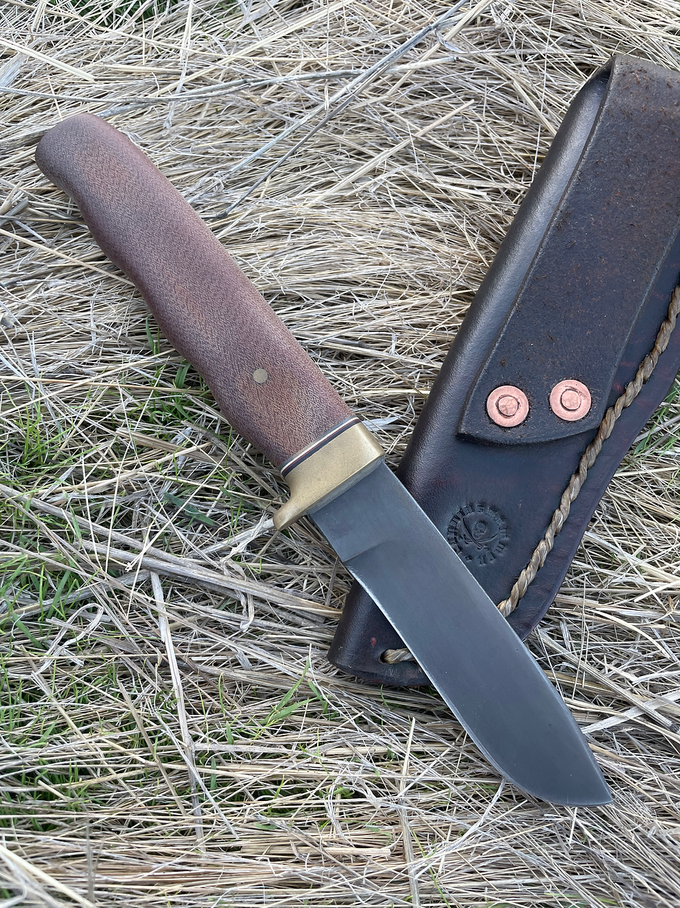 Thumbnail: Fingergrip Micarta Blued Drop Point